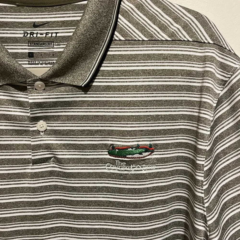 Nike Dri-Fit Men’s Large Standard Fit‎ Striped Polo Shirt The Coeur d’Alene EUC
